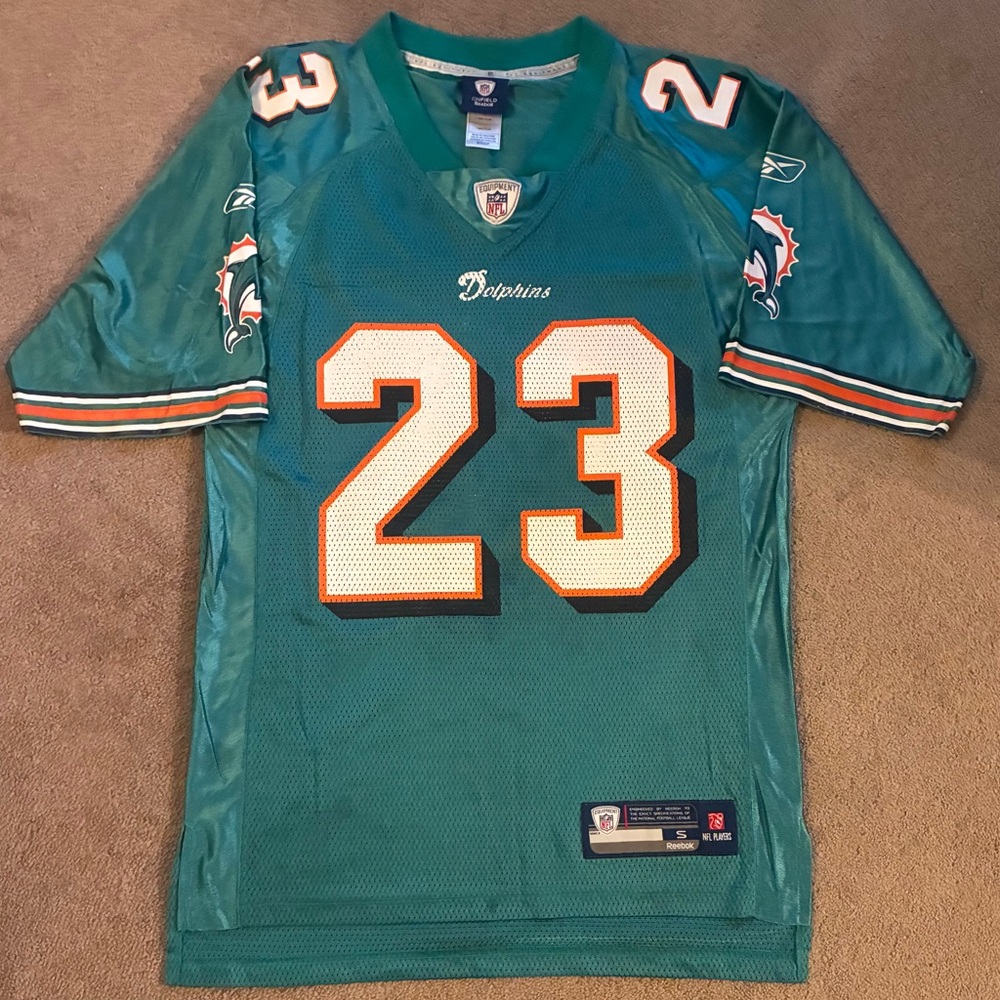 Vintage Reebok Miami Dolphins #23 Ronnie Brown On Field Teal Jersey Men’s Small